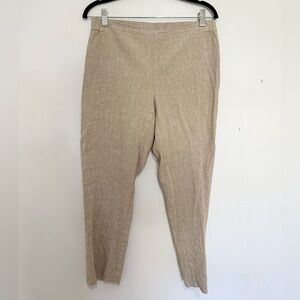 J Jill linen stretch tan trousers size small minimalist tan office lagenlook